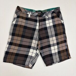 Element Mens Plaid Skate Shorts Brown Black Cream Size 34 Y2K Retro Grunge Indie